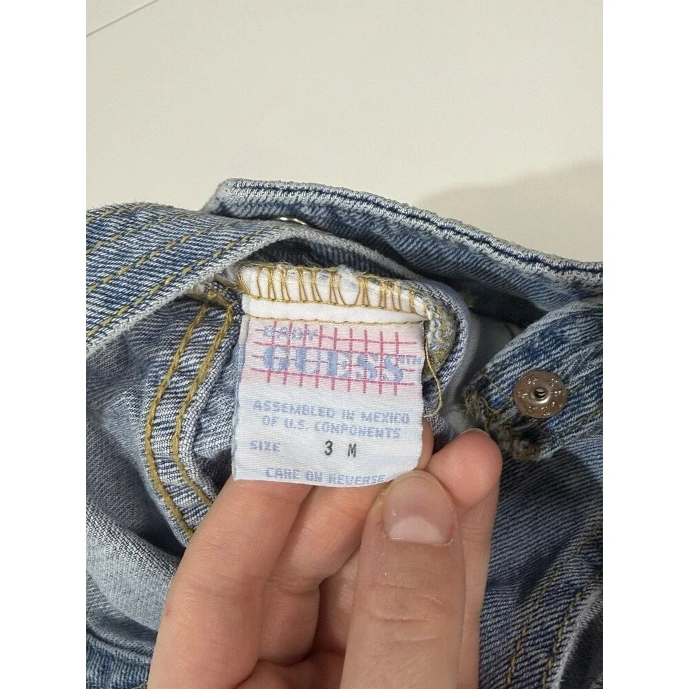 90’s Vintage Blue Denim Guess Overalls Made In USA Size 3m